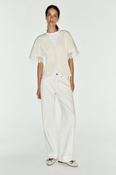 Zara Топ с мягким кружевом
