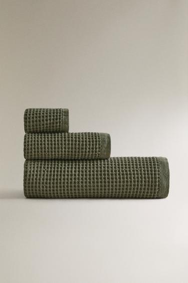 Zara Банное полотенце из вафельного хлопка
