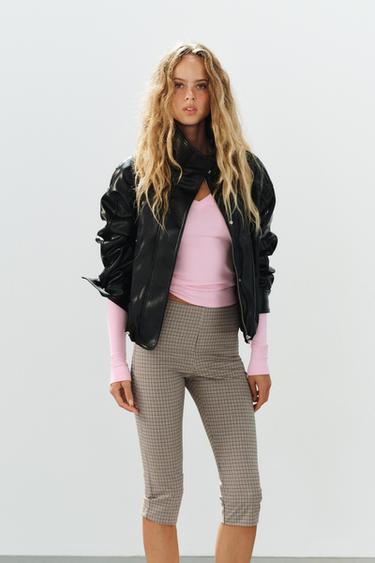 Zara Капри с узором в клетку купить с доставкой.