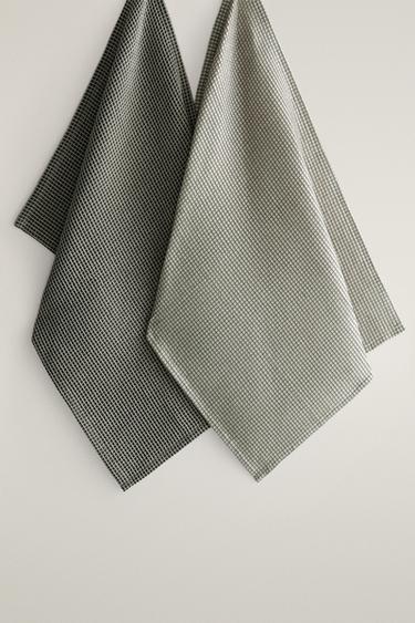 Zara Хлопковые вафельные кухонные полотенца в клетку (упаковка из 2 шт.) купить с доставкой.