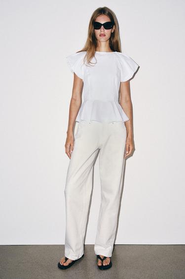 Zara Блузка с баской из поплина купить с доставкой.