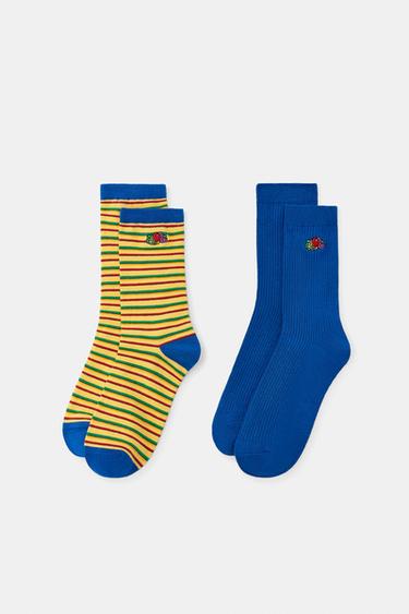 Zara Набор из 2 пар носков FRUIT OF THE LOOM™ — однотонные, в полоску и с вышивкой