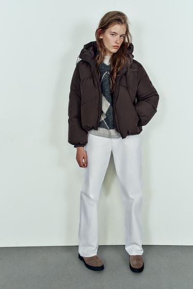Zara Стёганый водоотталкивающий ветронепроницаемый анорак с капюшоном