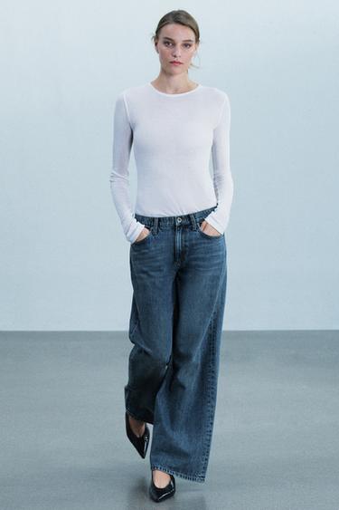 Zara Джинсы с низкой посадкой и широкими штанинами