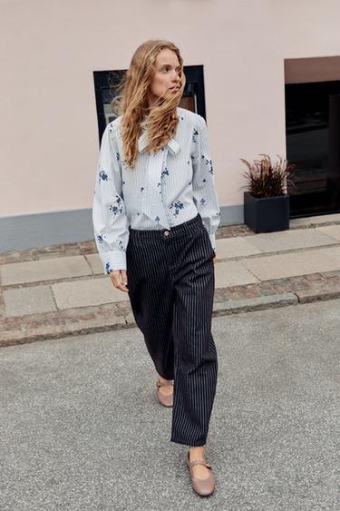 Zara Блуза с цветочным принтом и завязками купить с доставкой.