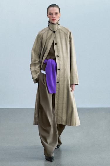 Zara Длинный клетчатый тренч из коллекции ZW