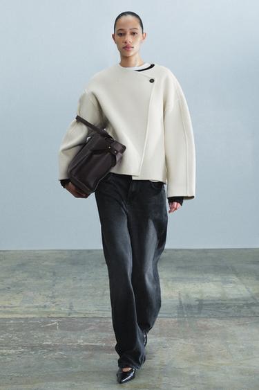 Zara Короткое пальто из смеси шерсти ZW коллекция
