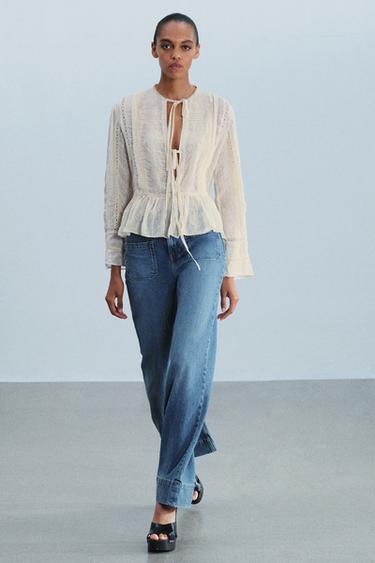 Zara Романтичная рубашка из коллекции ZW с завязками