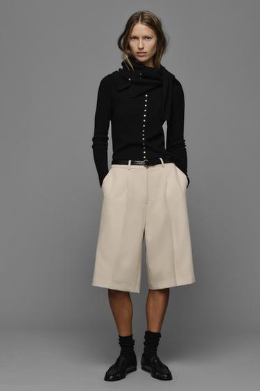 Zara Длинные бермуды с поясом