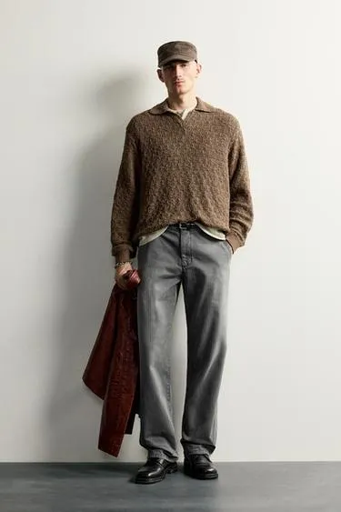 Textured knit polo shirt- Заказать в России