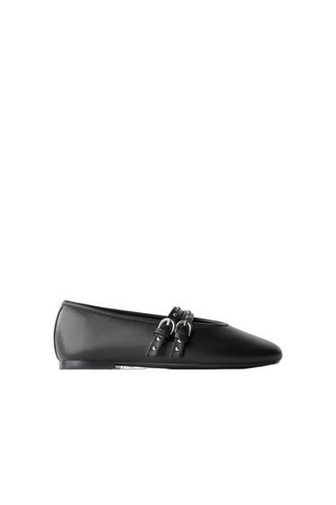 Zara Кожаные балетки с двойной пряжкой купить с доставкой.