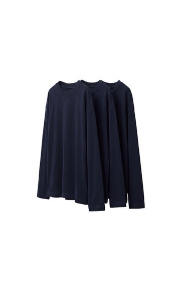 Zara Набор из 3 однотонных футболок с длинным рукавом купить с доставкой.