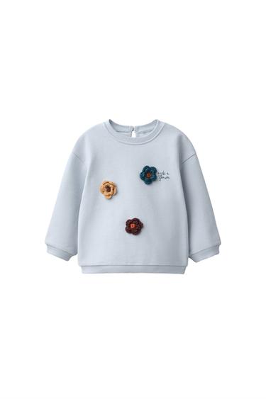 Zara Свитшот с аппликацией вязаных цветов