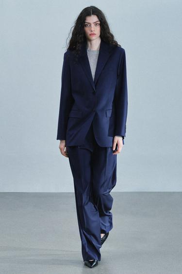 Zara Прямой блейзер из шерстяного микса коллекции ZW