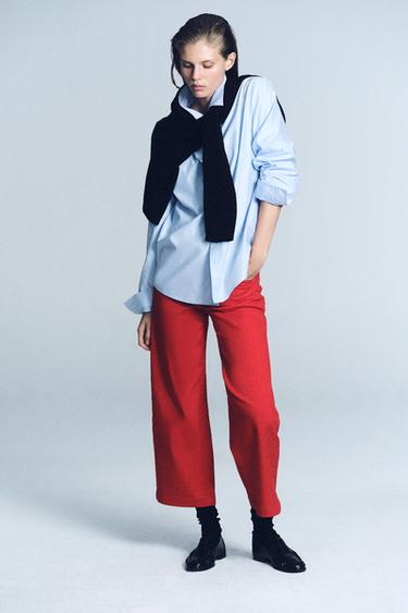 Zara Джинсы Z1975 с высокой посадкой и широкими укороченными штанинами с поясом