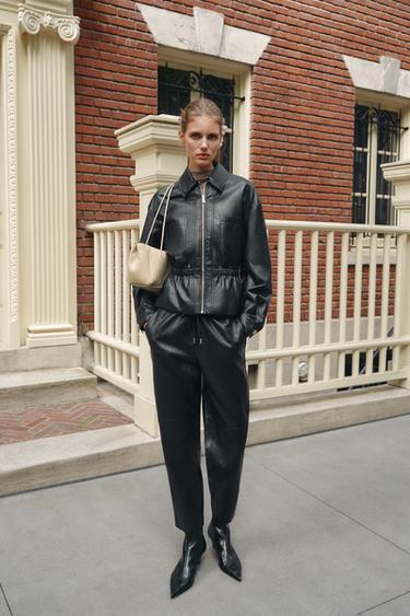 Zara Брюки с эффектом кожи на эластичном поясе