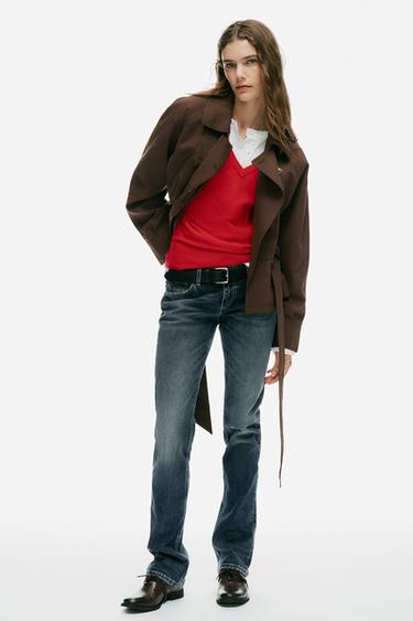 Zara Короткая двубортная тренчевая куртка