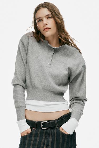 Zara Вязаный джемпер с плечевыми накладками
