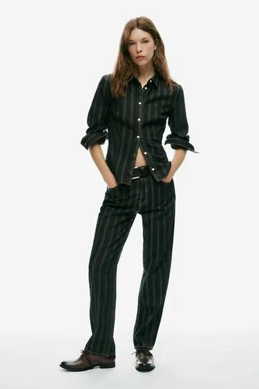 Джинсы trf средней посадки с полосками и прямым кроем- Заказать в России