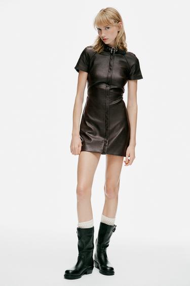 Zara Мини-платье с пряжкой из кожи