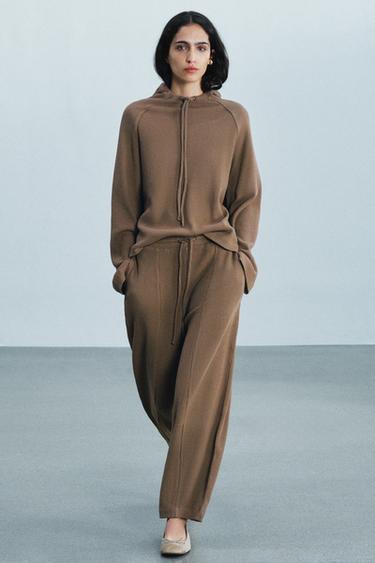 Zara Широкие брюки из вафельного трикотажа