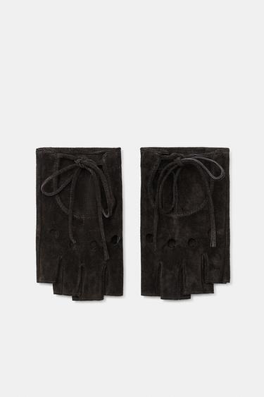 Zara Короткие перфорированные варежки из 100% замши