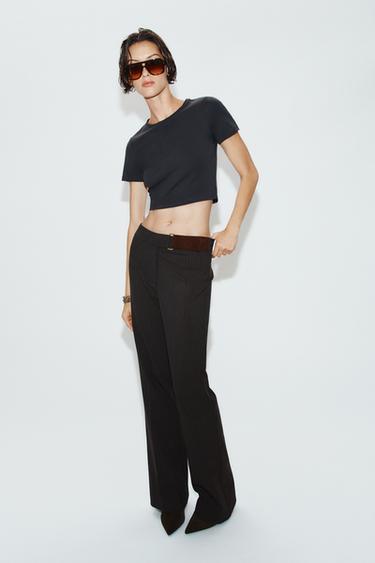 Zara Футболка короткая с короткими рукавами купить с доставкой.