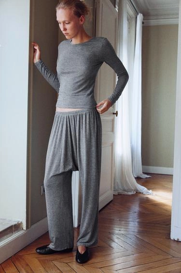 Zara Свободные вязаные брюки из шерстяной смеси