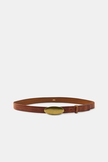 Zara Ремень из 100% кожи с овальной пряжкой купить с доставкой.