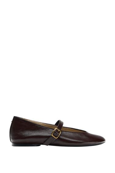 Zara Кожаные балетки с пряжкой