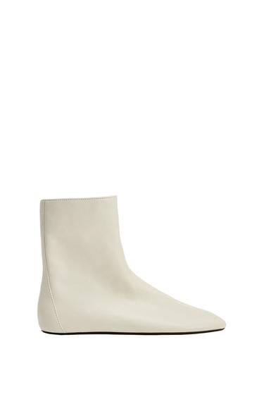 Zara Мягкие кожаные ботильоны на плоской подошве