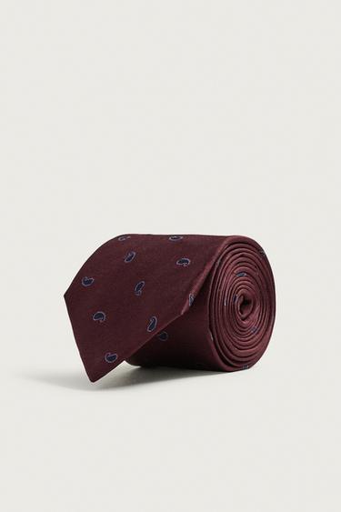 Zara Широкий шелковый галстук с узором пейсли купить с доставкой.