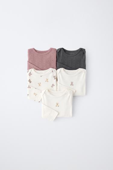 Zara Набор из пяти бодиков с принтом мишек