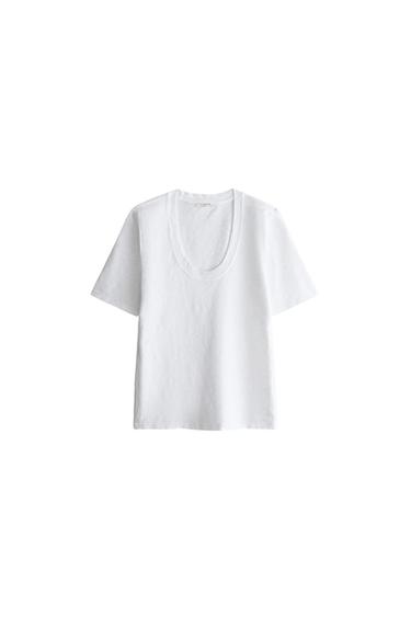 Zara Хлопковая футболка с короткими рукавами