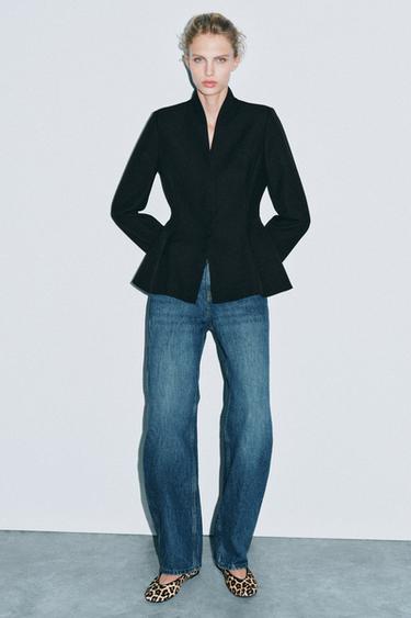 Zara Балетки из кожи с фактурным принтом под леопарда