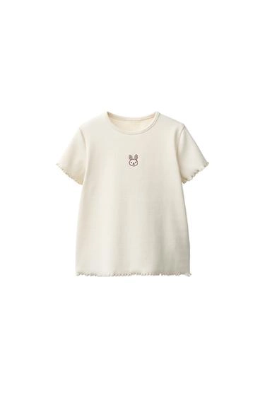 Ribbed Rabbit Embroidery T-Shirt