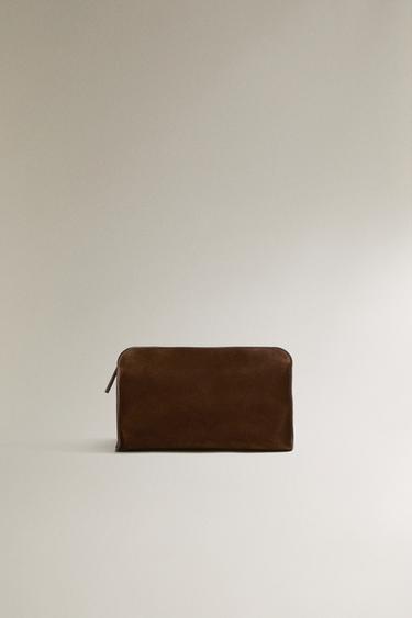 Zara Кожаная косметичка с раздельным замшевым эффектом купить с доставкой.