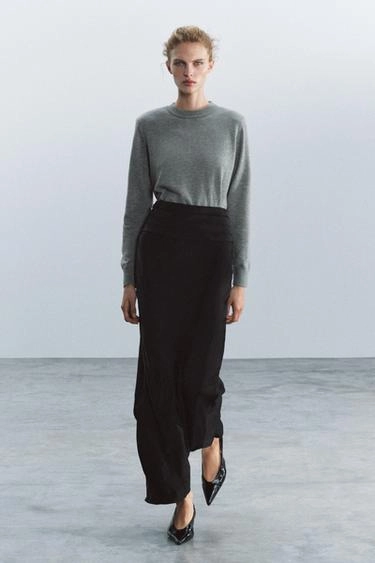 Юбка-карандаш Zara «Zw» из атласа- Заказать в России