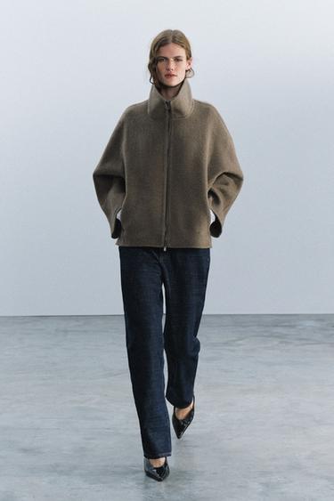 Zara Короткое пальто из смесовой шерсти коллекции ZW