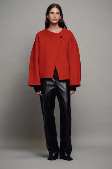Zara Короткое пальто из шерстяной смеси коллекции ZW
