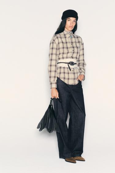 Zara Рубашка в клетку с заклёпками