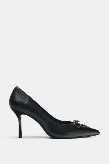 Zara Туфли на высоком каблуке с бантом