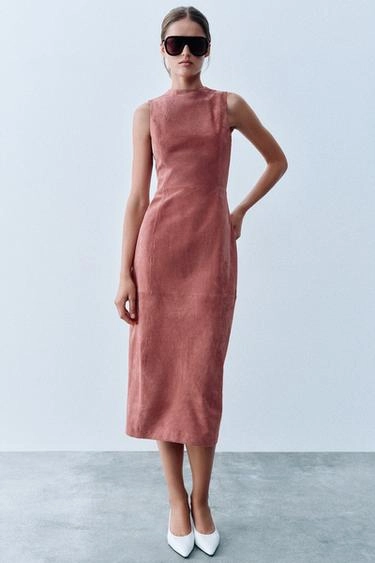 Миди-платье из кожи 100%