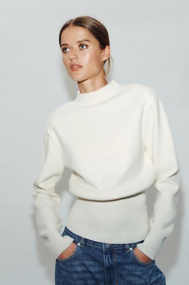 Zara Вязаный джемпер с плечевыми накладками
