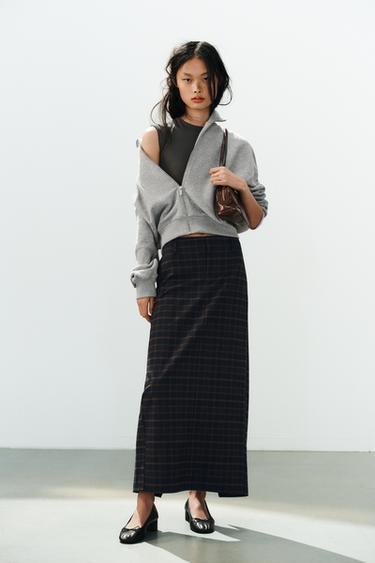 Zara Миди-юбка в клетку купить с доставкой.