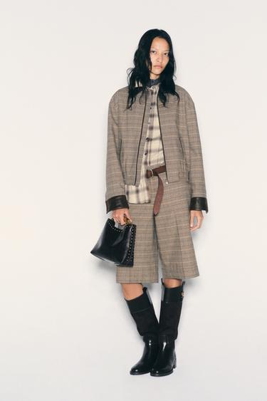Zara Клетчатые бермуды с высокой посадкой