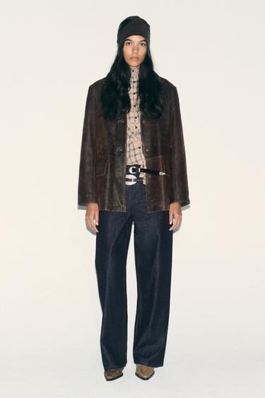 Zara Джинсы Z1975 с высокой талией и свободным кроем из смешанной ткани купить с доставкой.