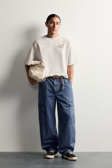 Zara Укороченный свитшот с комбинированными принтами