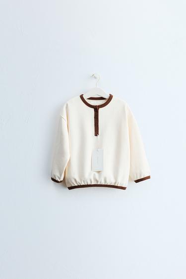 Zara Свитшот ZARA «TIMELESS» с контрастным воротником HENLEY