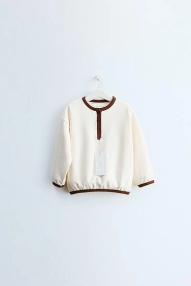 Свитшот zara timeless с контрастным воротником henley